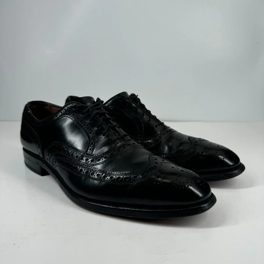 Allen Edmonds McAllister Men's 9.5C Black Leather Wingtip Oxford Dress Shoe 6215